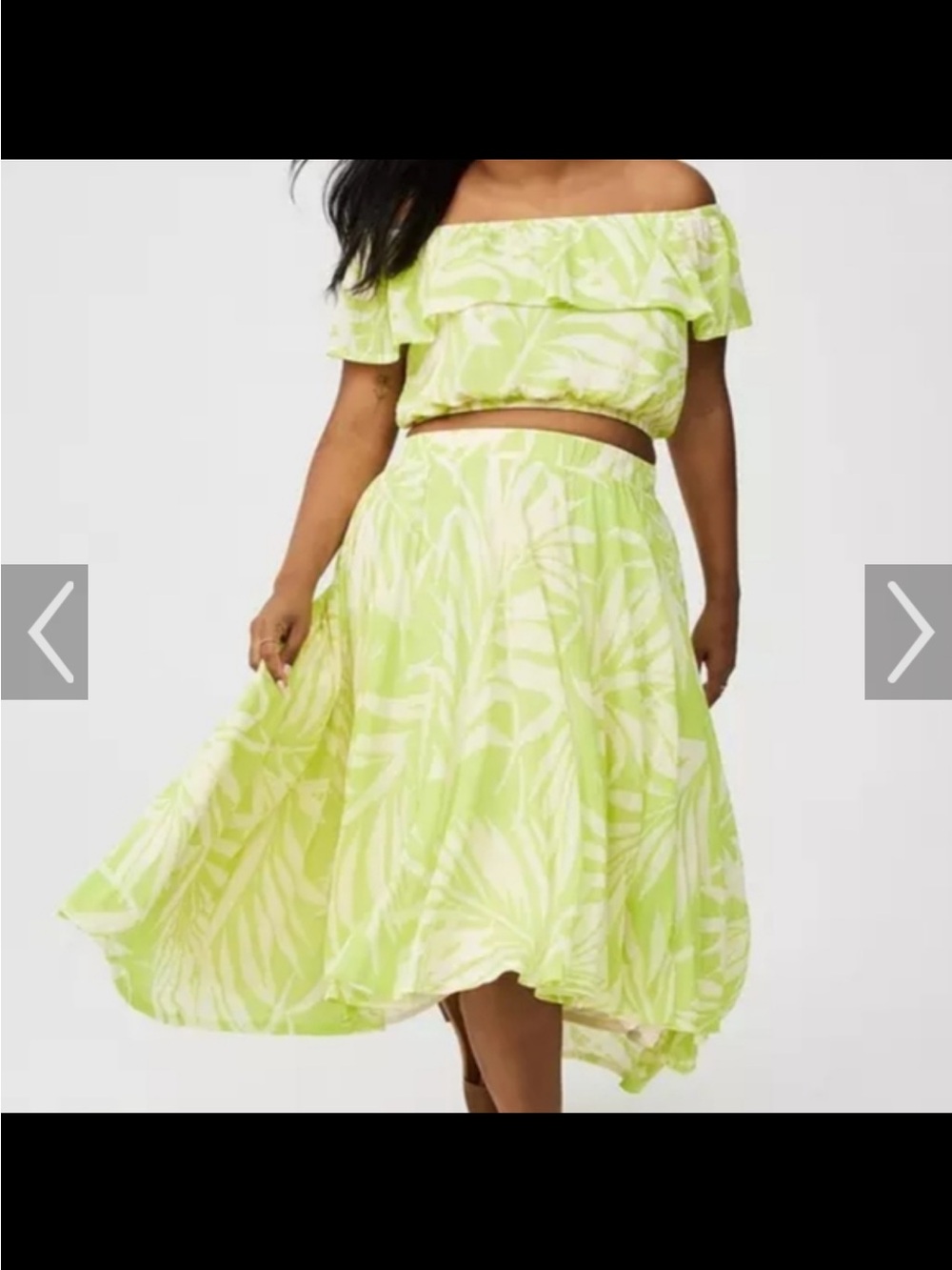 Torrid Off Shoulder 2-Piece Ruffled Maxi Skirt Set